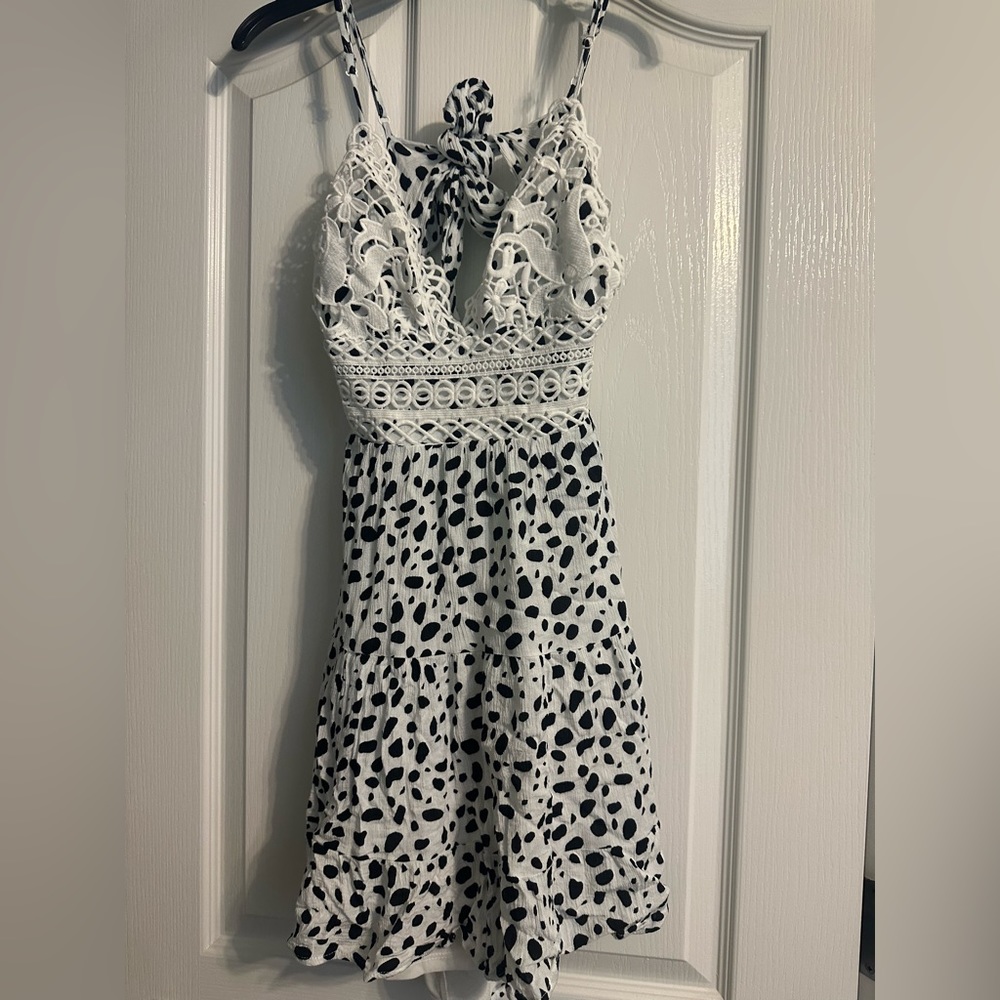 Black and white spotted dress